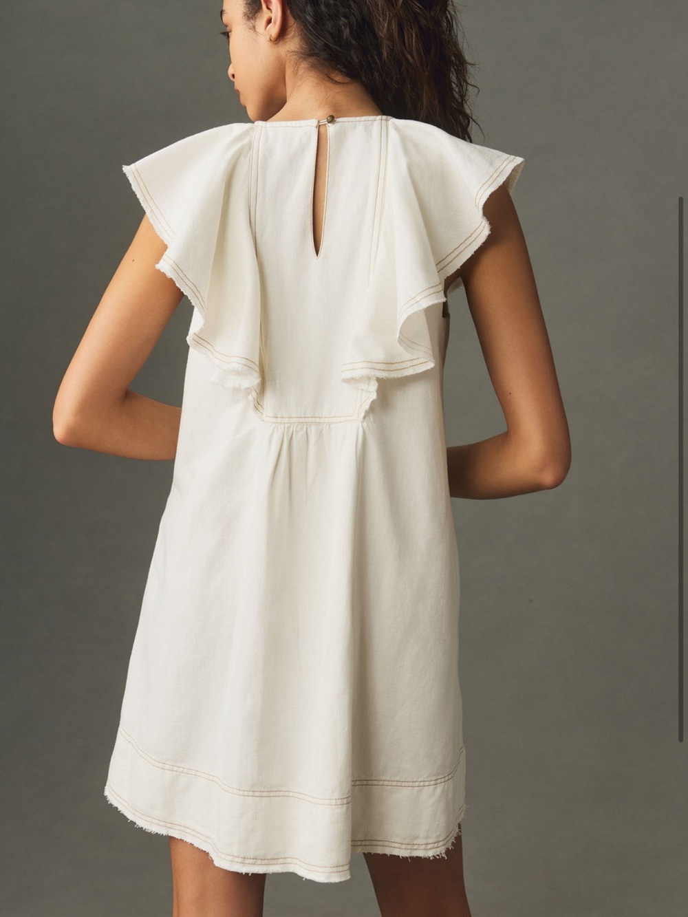 Pilcro V-Neck Ruffle Linen Mini Dress - Picture 2 of 12